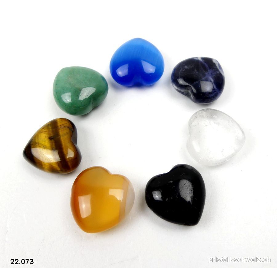 Chakra Reisebeutel mit 7 kleine Herzen 1,6 cm