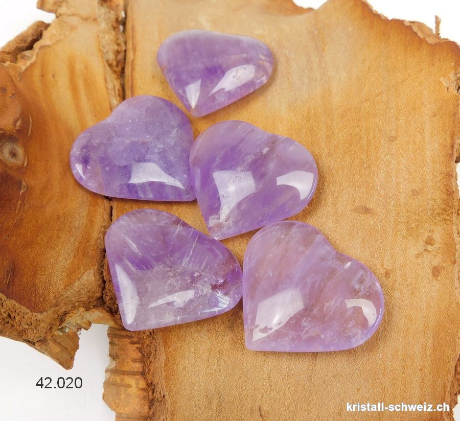 Herz Amethyst hell aus Brasilien 3,5 x 3 cm