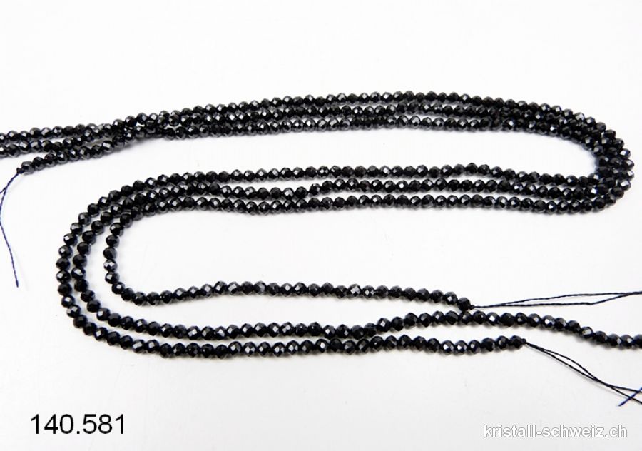 Strang Spinell schwarz 4 mm / 38 - 39 cm, FACETTIERT