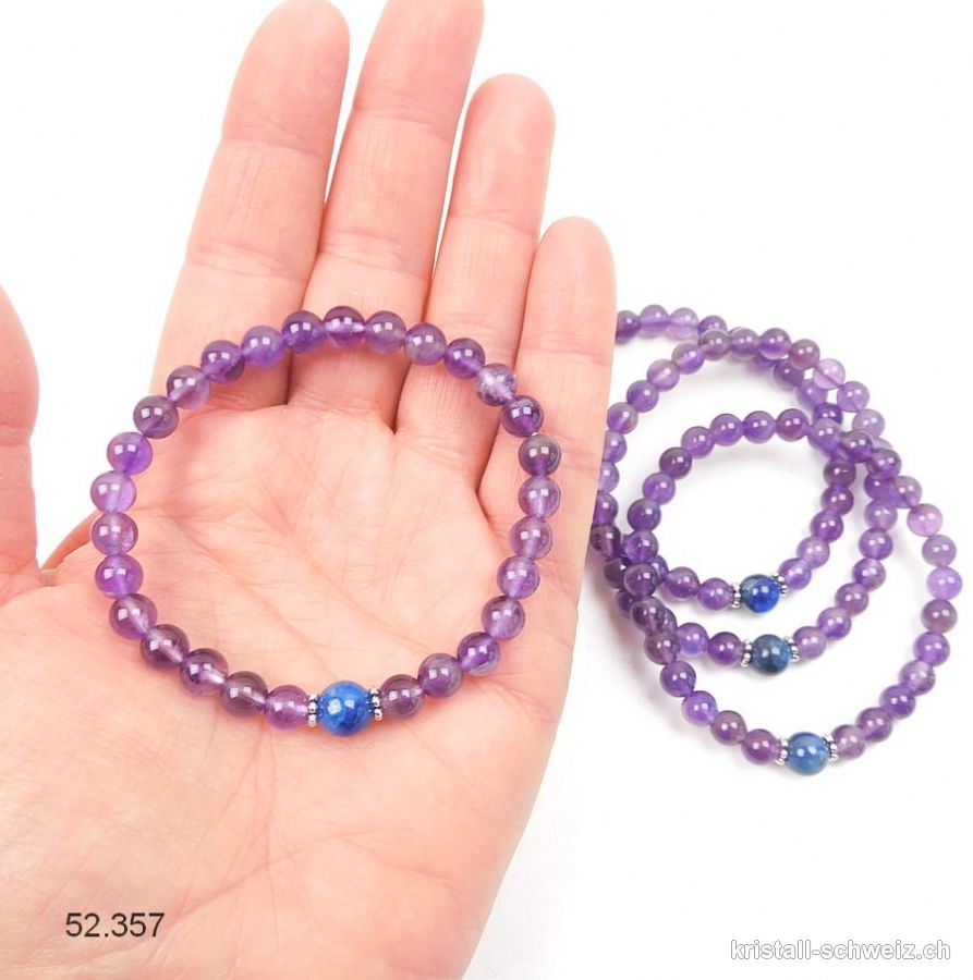 Armband Amethyst - Kyanit blau 6 mm / 18,5 cm